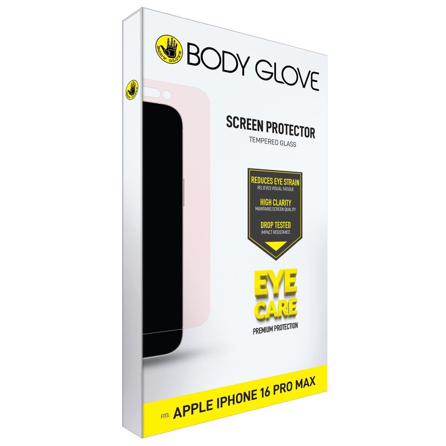 Body Glove Eye Care Tempered Glass Screen Protector – Apple iPhone 16 Pro Max – Clear