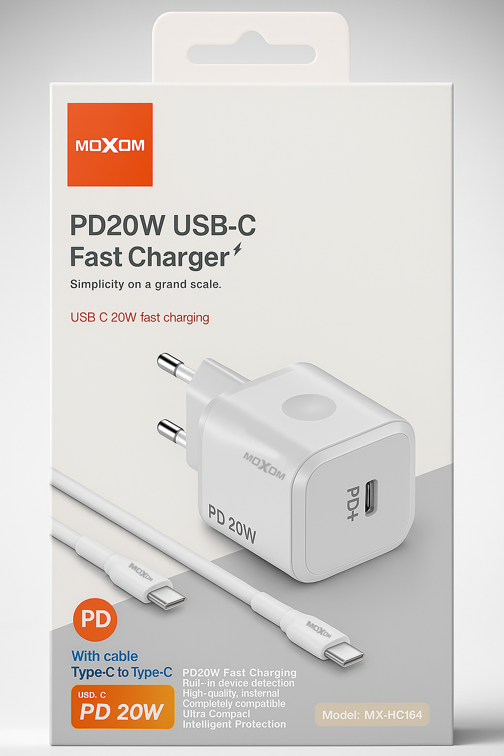 MOXOM LIGHTNING 1 PORT PD WALL CHARGER – 20W
