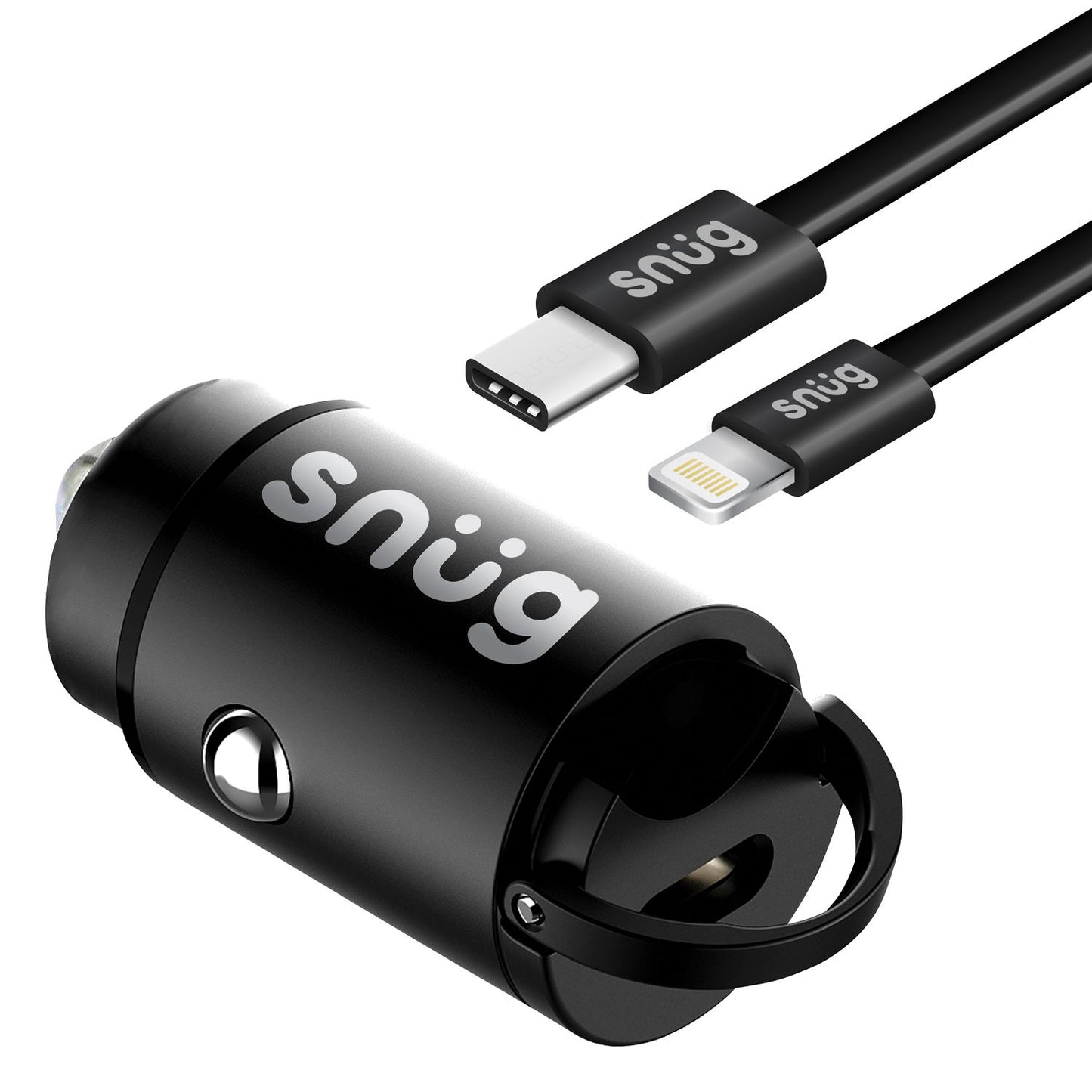 Snug Mini PD Port Car Charger With Lightning Cable – 30W