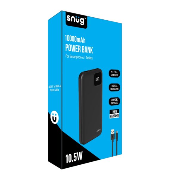 Snug Square Digital Powerbank – 10000mAh – Black