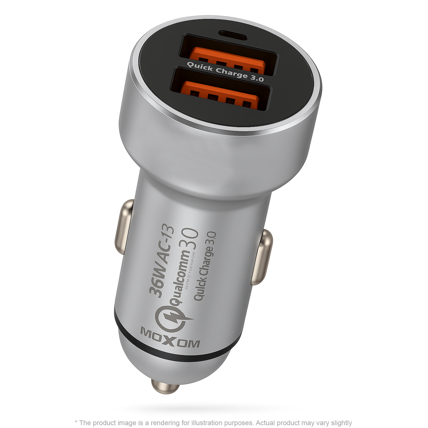 MOXOM TYPE-C 2 PORT USB QC PORT CAR CHARGER – 36W