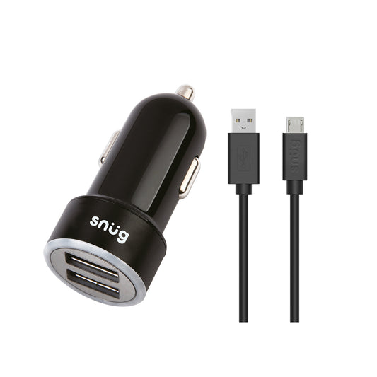 Snug Car Juice Dual USB Port Car Charger With Micro USB Cable – 3.4A