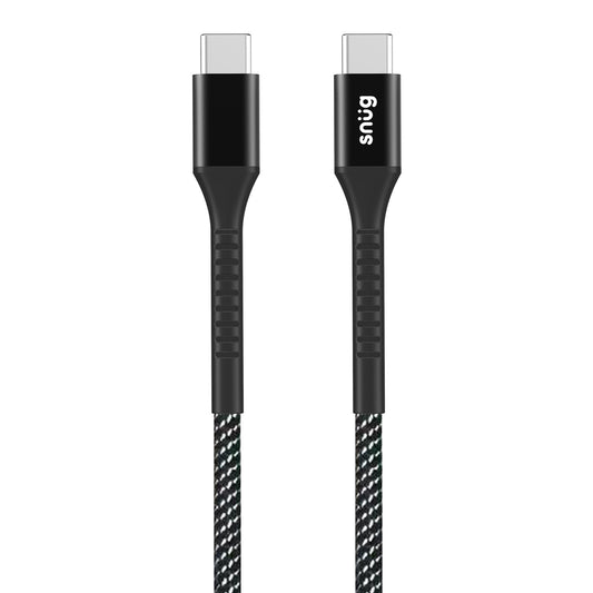 Snug Type-C To Type-C Nylon Braided Cable 60W – 1.2 Metre – Black/Silver