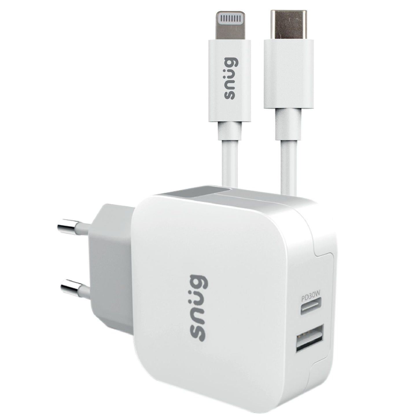 Snug 2 Port PD USB Home Charger With MFI Lightning Cable – 30W