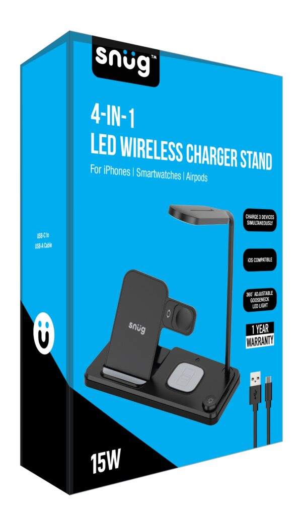 Snug Wireless 4-In-1 LED Lamp Charger 15W – Black