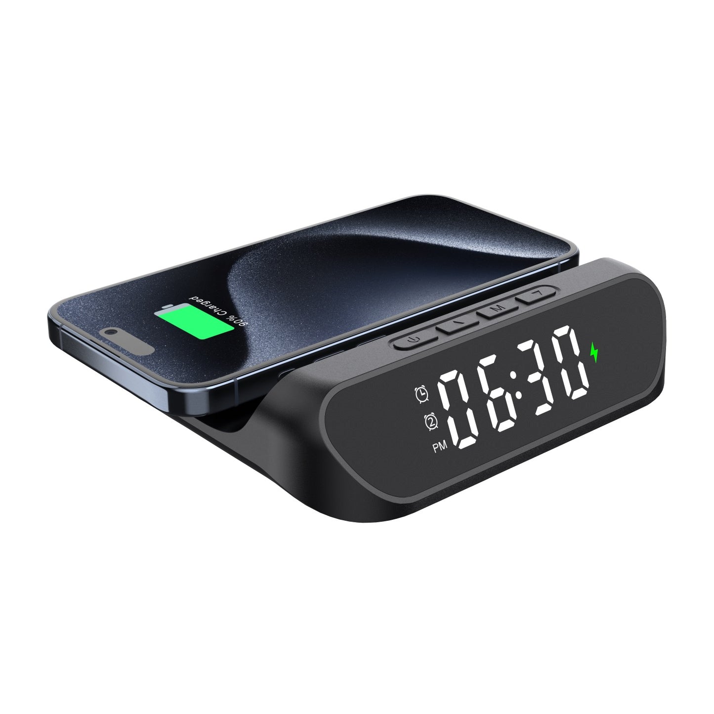 Snug Wireless Pad Charger With Clock 15W – Black